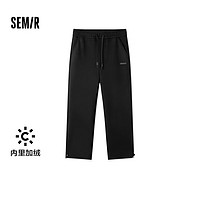 森马（Semir）休闲裤男冬季简约加绒加厚温暖运动通勤宽松直筒长裤 黑色90001 175/80A/L