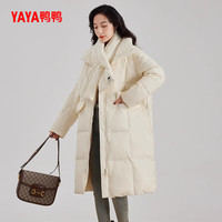 YAYA鸭鸭羽绒服女士2024冬季中长款时尚百搭加厚保暖鸭绒休闲外套
