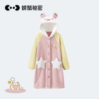 螃蟹秘密睡裙开襟珊瑚绒家居服加绒加厚可外穿设计男女冬季