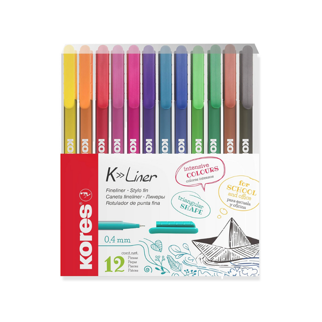 kores 高乐士 欧洲KORES高乐士彩色针管笔顺滑极细绘画美术专用学生动漫勾线笔素描绘图建筑漫画彩色水彩线描画笔套装