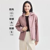 2024年秋冬复合摇粒绒外套女破骨连帽插肩梭织软壳外套女士
