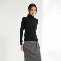 春竹 春秋高领基础百搭纯色打底针织衫女含羊毛长袖内搭毛衣