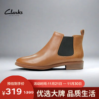 Clarks女鞋复古英伦短靴切尔西靴小方跟圆头踝靴Taylor Shine 261186314 261186314 35.5