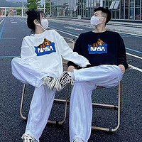 NASA WEEK 2024圆领连帽卫衣男女潮牌宽松百搭秋季加绒情侣上衣