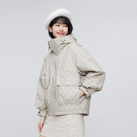 波司登奥莱冬季女短款休闲时尚派克羽绒服抽绳连帽保暖甜酷