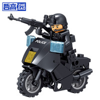哲高 积木特警摩托拼装