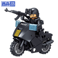 哲高 积木特警摩托拼装