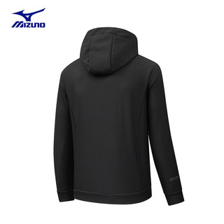 美津浓（MIZUNO）软壳外套男户外休闲防风保暖夹克男连帽休闲男士软壳衣 黑色 M