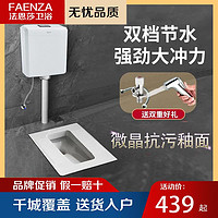 FAENZA 法恩莎 蹲便器水箱整套卫生间厕所大便器防臭蹲厕蹲坑式便盆大口径