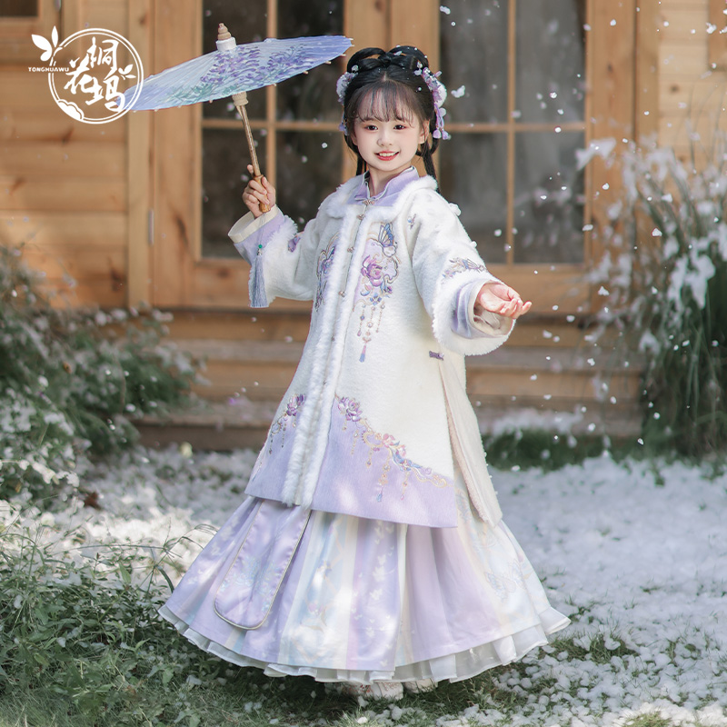 桐花坞汉服女童秋冬2024儿童中国风冬款古装女宝宝拜年服唐装