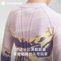 moodytiger女童一体织T恤24秋冬童装高弹肌理感绵软大童运动上衣