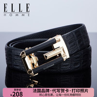 ELLE HOMME法国品牌皮带男真皮男士自动扣腰带鳄鱼纹裤送爸爸男朋友 902030百搭金色【蓝色礼盒】 120cm (150-190斤适用,可修剪)