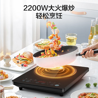 Midea 美的 电磁炉 家用火锅2200W大火力电磁灶全套带锅套装CL22X1-102 大线盘