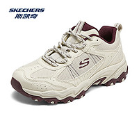 SKECHERS 斯凯奇 云野 | 登山徒步鞋 户外登山鞋女抓地防护耐磨网布透气运动鞋 自然色/酒红色/NTBG 37