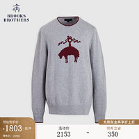 Brooks Brothers BrooksBrothers）男士24早秋羊毛圆领粗针织logo毛衣 0002-灰色 M