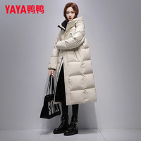 鸭鸭羽绒服鸭鸭（YAYA）超长款过膝羽绒服女款2024年冬季高充绒量加厚保暖女士外套HY 燕麦色  S