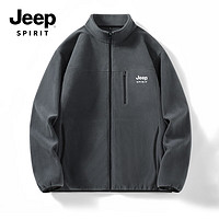 JEEP SPIRIT 吉普 摇粒绒夹克外套男冬季重磅 中灰 XL