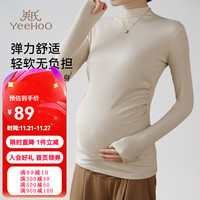 YeeHoO英氏孕产妇纯色打底衫半高领圆领秋冬款保暖上衣百搭 肤色半高领 【秋冬款280g】 L