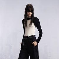 美丽诺羊毛插肩袖修身针织衫女装