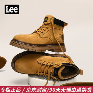 李 Lee男鞋秋冬马丁靴复古经典靴子男厚底男靴工装靴户外增高大黄靴 黄棕 40 【偏大/请拍小一码】