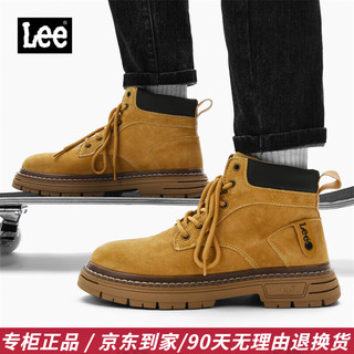 李 Lee男鞋秋冬马丁靴复古经典靴子男厚底男靴工装靴户外增高大黄靴 黄棕 40 【偏大/请拍小一码】