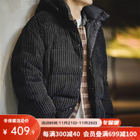 马登 MADEN工装 美式灯芯绒羽绒服条绒连帽可拆卸立领保暖面包服男冬