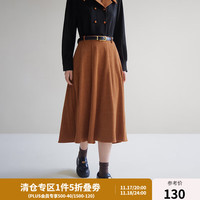 独束大码女装复古绒感撞色翻领衬衫半裙两件套优雅显瘦时尚套装女 半身裙 L