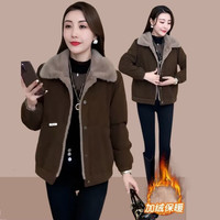 薇靡雅(WEIMIYA)小个子加绒派克服女士短款冬季时尚百搭宽松加厚保暖外套 咖啡色【加厚】 加绒 4XL【130-145斤】