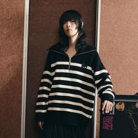 羊毛混纺原创LOGO翻领毛衣女装