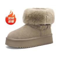 千百度 C.BANNER时尚雪地靴女2024冬季加绒加厚女棉靴保暖百搭厚底棉鞋女