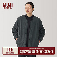 无印良品（MUJI）男式 抓绒 无领开衫 男士长袖外套秋冬款 AB1MYA4A 炭灰色 M (170/92A)