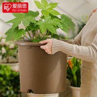 爱丽思（IRIS）花盆彩色Deepot圆形月季铁线莲花盆园艺树脂花盆塑料盆 茶色10号花盆(口径32.8cm)