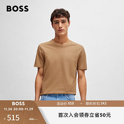 BOSS（服装） BOSS男士2024夏季新款提花泡泡纱结构棉质混纺短袖休闲T恤