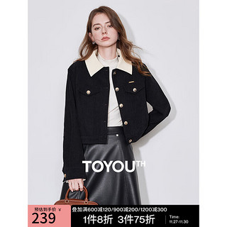 TOYOUTH 初语 加绒加厚灯芯绒外套 黑色 L