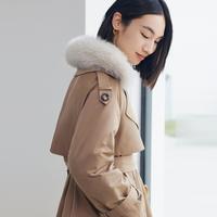丽丽 LILY【宽松阔版】春季季时尚复古双排扣高级感长款羽绒服风衣外套