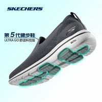 斯凯奇(Skechers)男鞋夏季GOWALK运动健步鞋一脚蹬软底缓震防滑透气网面休闲鞋 NVY海军蓝色 43