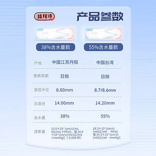 LaPêche拉拜诗Light系列双子片 透明隐形眼镜 日抛10片装 325度【55%含水】