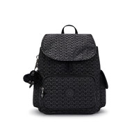 凯普林 kipling男女款2024秋冬新帆布包书包出游包猴子包双肩包背包 CITY PACK S-黑底字母印花