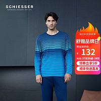 SCHIESSER 舒雅 男士圆领纯棉长袖长裤睡衣家居服套装E9/21682H 宝蓝7800 XL