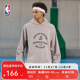 NBA 球队文化系列 金州勇士宽松连帽卫衣男子春季运动休闲连帽外套 洛杉矶湖人/卡其色 L