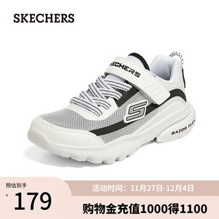 SKECHERS 斯凯奇 运动鞋子休闲网布透气舒适百搭时尚403778L 白色/黑色/WBK 31码