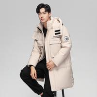 雪中飞 SNOWFLYING【简约百搭】男式可脱卸帽中长款羽绒服时尚挺括精美袖标羽绒服男