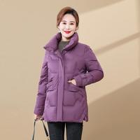 雪中飞 SNOWFLYING【装】女式短款防风大立领羽绒服优雅时尚羽毛刺绣羽绒服女