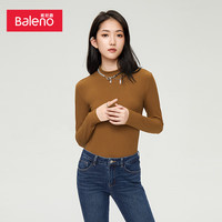 班尼路秋款长袖T恤女莫代尔纯色高弹性打底衫时尚休闲简约弹力修身上衣