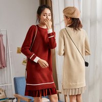 唐狮 TONLION秋冬潮打底拜服连衣裙女内搭毛衣裙中长款针织裙子