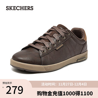 SKECHERS 斯凯奇 夏季男鞋商务休闲鞋百搭舒适回弹透气 巧克力色/CHOC 42