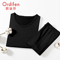 Ordifen 欧迪芬 保暖女士高弹贴合柔软舒适无痕隐形长袖长裤秋衣秋裤套装 PW1103A 黑色 Free