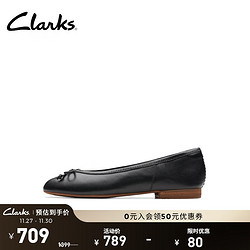 Clarks 其乐 法娜系列 女蝴蝶结芭蕾舞平底浅口单鞋 261766294 黑色 37