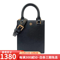 托里.伯奇(TORY BURCH)汤丽柏琦TB女包 Emerson可调节拆卸肩带牛皮单肩斜跨手机包迷你号 黑色138274-006