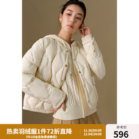 独束大码女装【多色可选】精致小香风轻薄羽绒服冬装白鸭绒短外套 淡米色 3